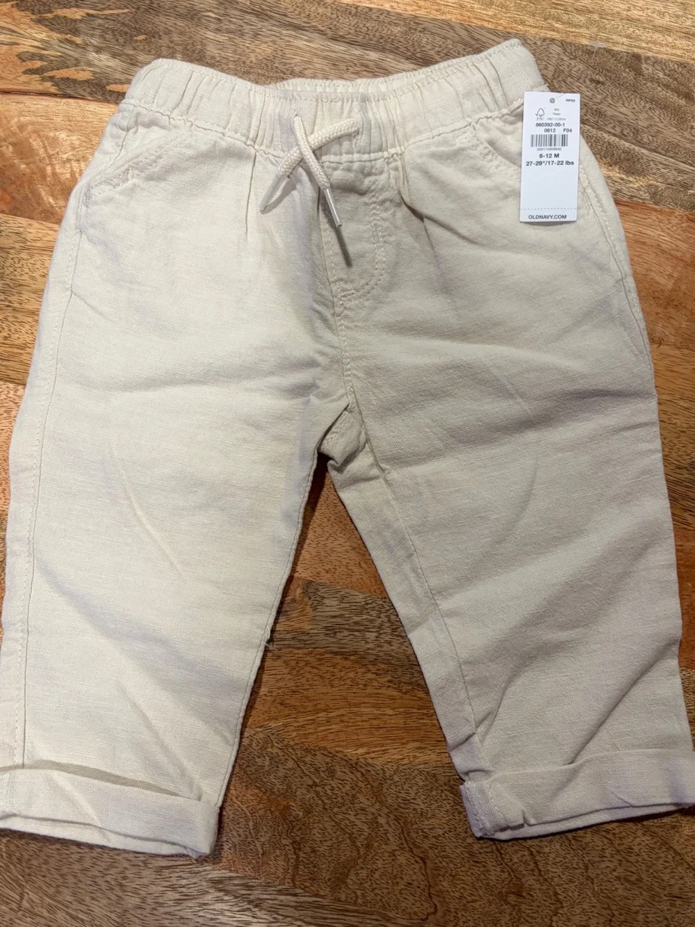 Old Navy Neutral Drawstring Linen Cotton Blend Jogger Pants - Cream